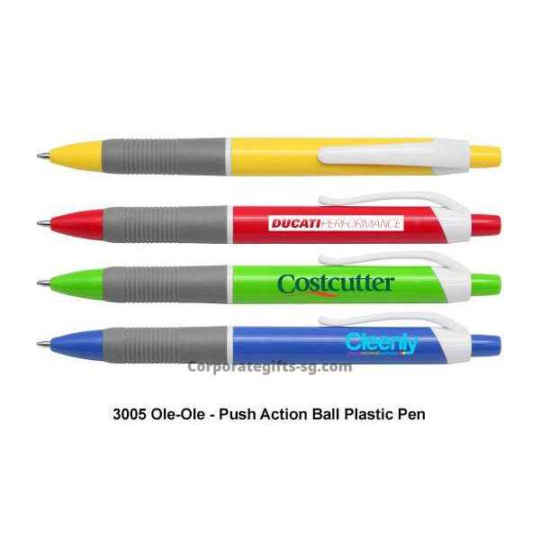 3005 Ole-Ole - Push Action Ball Plastic Pen, Promotional Gifts, Promotional Gift, Singapore